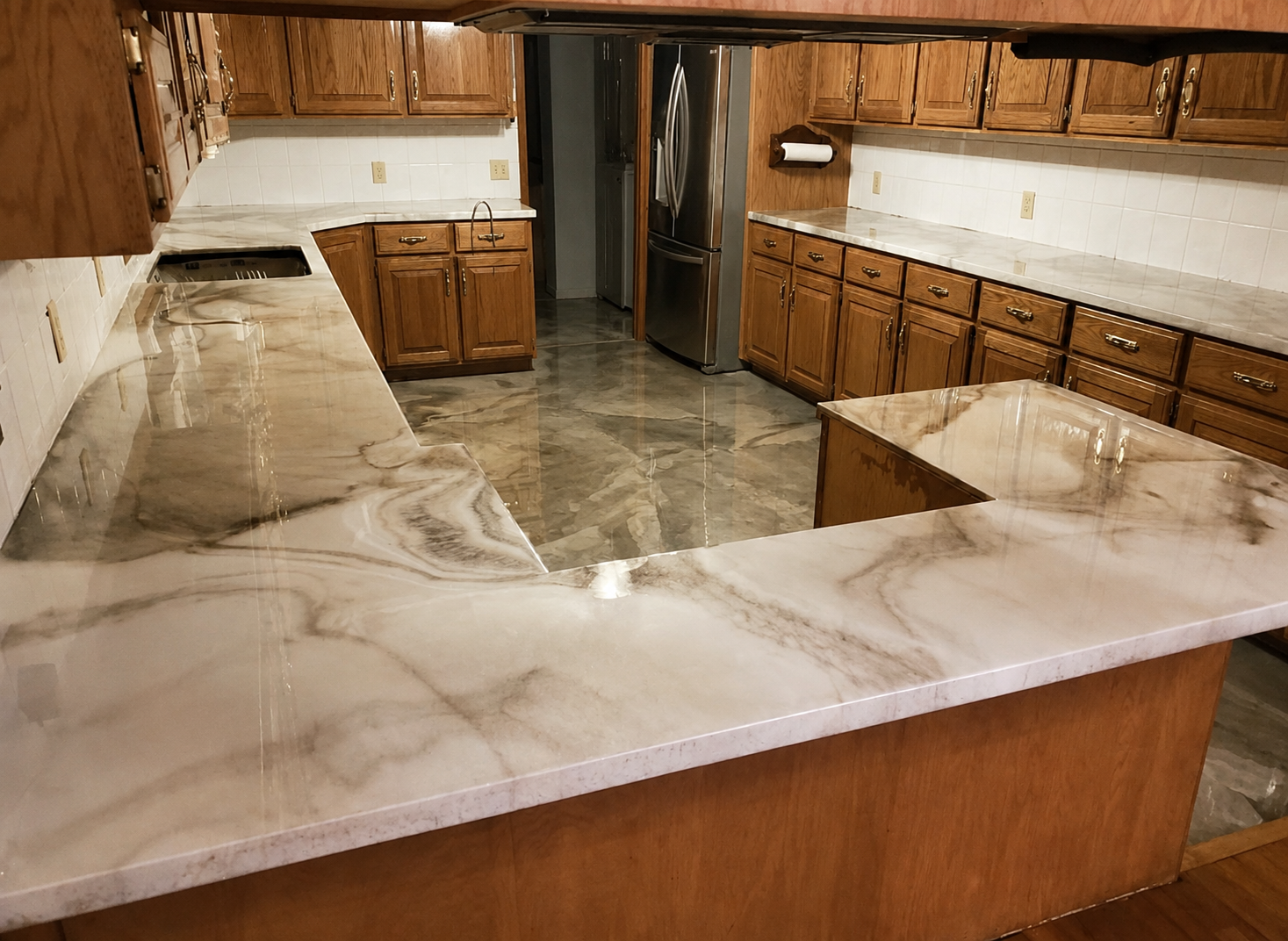 Full Kitchen Counters + Floor — epoxy in Fayetteville