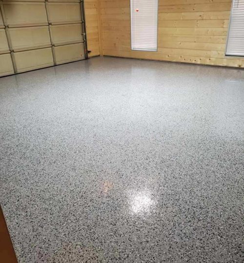 High-Gloss Flake Garage — epoxy in Rogers