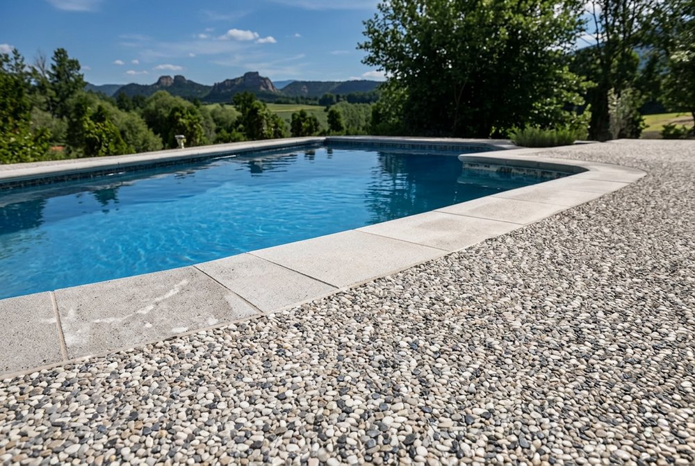 Textured epoxy pool deck