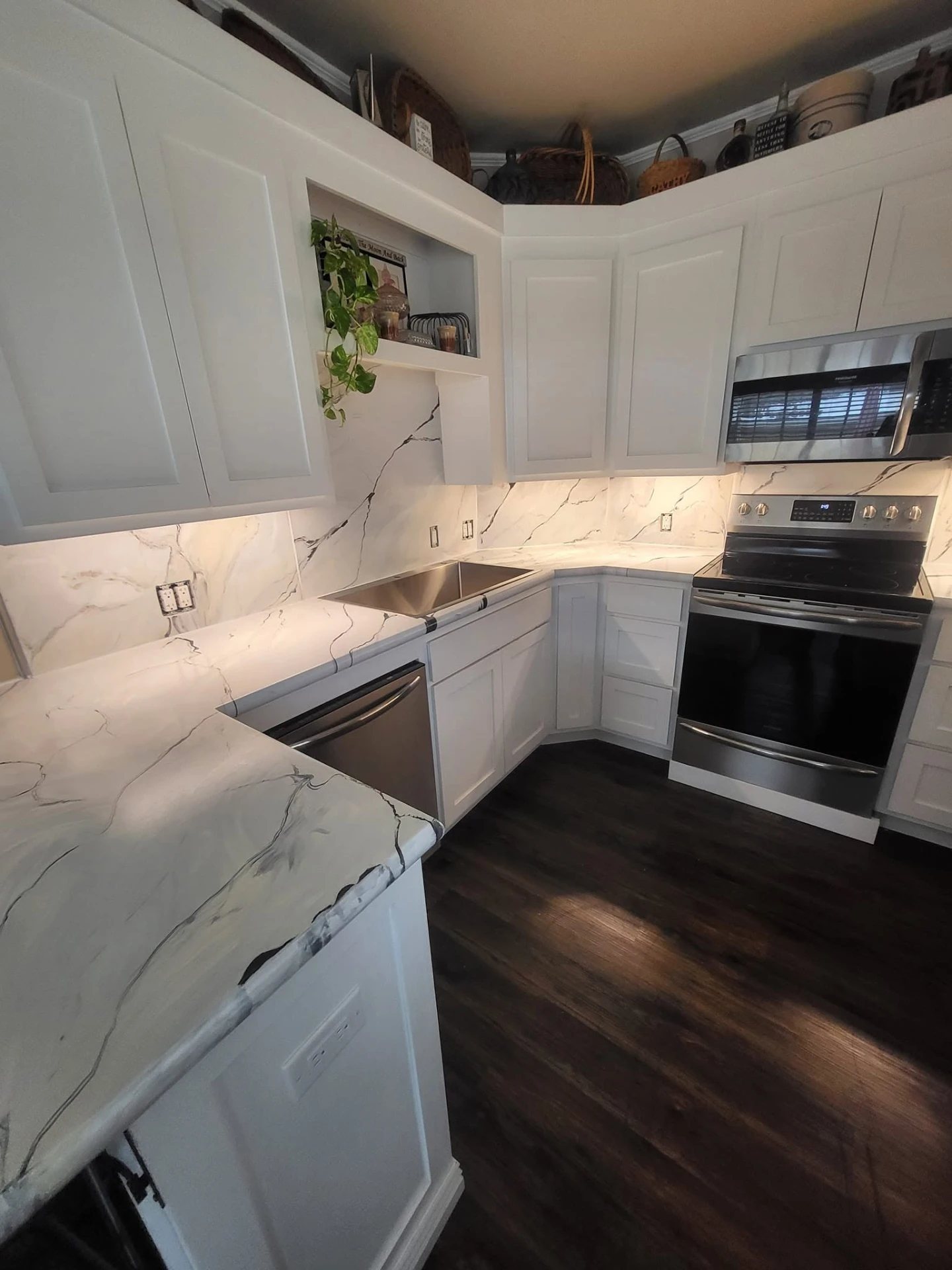 White Marble Kitchen + Backsplash — epoxy in Bentonville