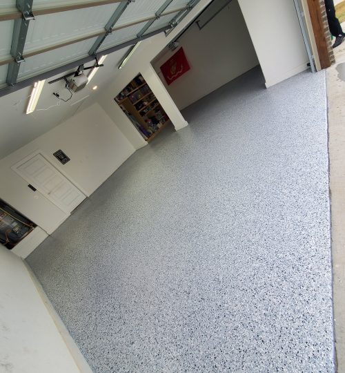 White Flake Garage Floor — epoxy in Springdale