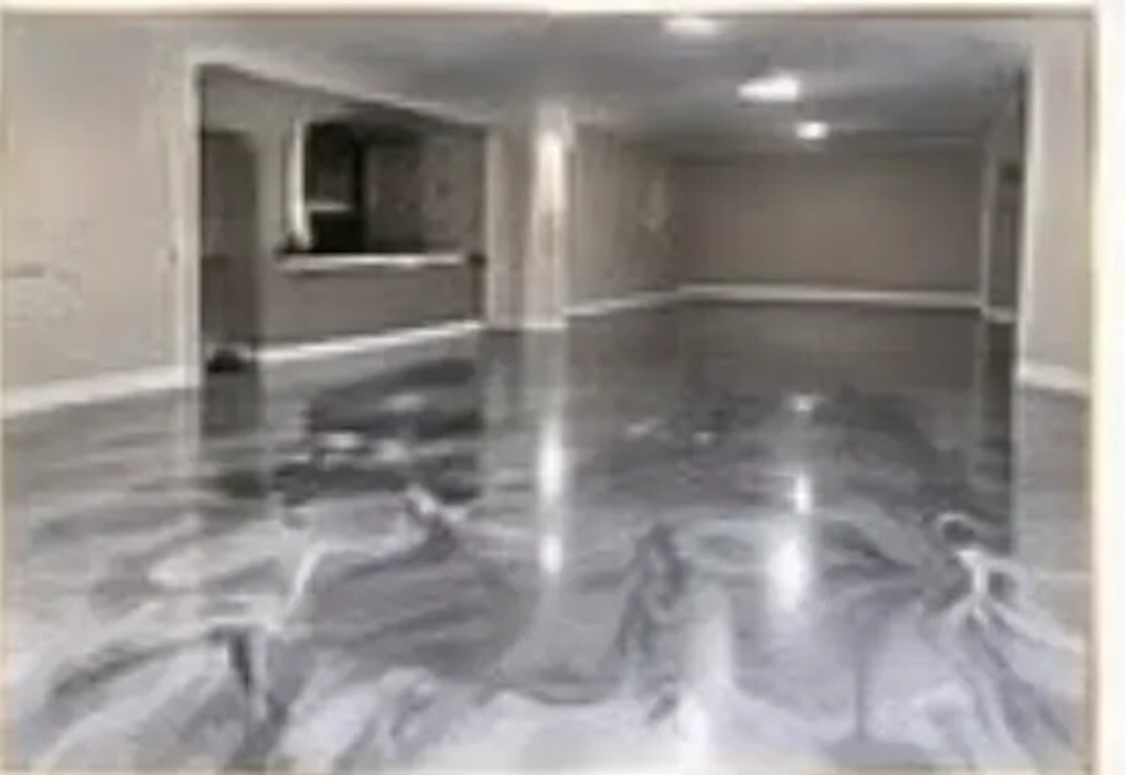 Metallic epoxy basement floor
