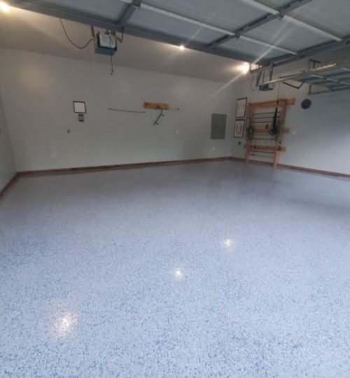 Blue-Gray Flake Two-Car Garage — epoxy in Bella Vista