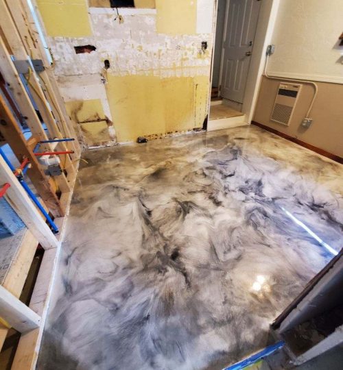 Fresh Marble Pour, Mid-Cure — epoxy in Fayetteville