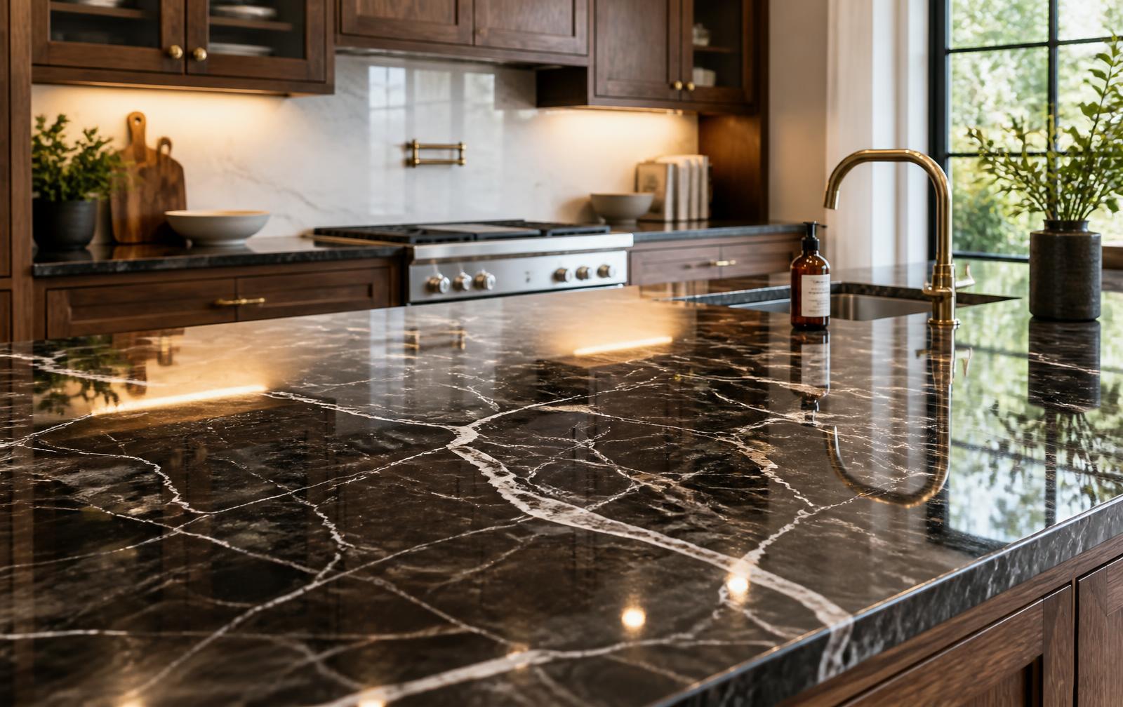 Dark Marble Kitchen — epoxy in Fayetteville